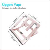 MÜHLEN GL092 - Pembe Ergonomik, Katlanabilir ve Yüksekliği Ayarlanabilir Dizüstü Bilgisayar Standı - 7