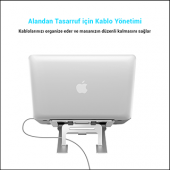 MÜHLEN GL092 - Gümüş Ergonomik, Katlanabilir ve Yüksekliği Ayarlanabilir Dizüstü Bilgisayar Standı - 2