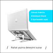 MÜHLEN GL092 - Gümüş Ergonomik, Katlanabilir ve Yüksekliği Ayarlanabilir Dizüstü Bilgisayar Standı - 4