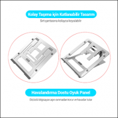 MÜHLEN GL092 - Gümüş Ergonomik, Katlanabilir ve Yüksekliği Ayarlanabilir Dizüstü Bilgisayar Standı - 6