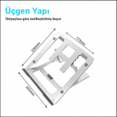 MÜHLEN GL092 - Gümüş Ergonomik, Katlanabilir ve Yüksekliği Ayarlanabilir Dizüstü Bilgisayar Standı - 7