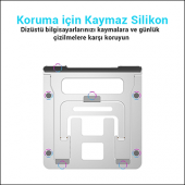 MÜHLEN GL092 - Gümüş Ergonomik, Katlanabilir ve Yüksekliği Ayarlanabilir Dizüstü Bilgisayar Standı - 8