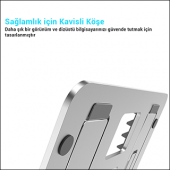 MÜHLEN GL092 - Gümüş Ergonomik, Katlanabilir ve Yüksekliği Ayarlanabilir Dizüstü Bilgisayar Standı - 9
