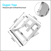 MÜHLEN GL092 - Gümüş Ergonomik, Katlanabilir ve Yüksekliği Ayarlanabilir Dizüstü Bilgisayar Standı - 10