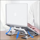 MÜHLEN GL0129 - Gümüş Ergonomik Taşınabilir Alüminyum Dizüstü Bilgisayar Standı - 2