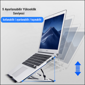 MÜHLEN GL0129 - Gümüş Ergonomik Taşınabilir Alüminyum Dizüstü Bilgisayar Standı - 4