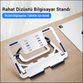 MÜHLEN GL0129 - Gümüş Ergonomik Taşınabilir Alüminyum Dizüstü Bilgisayar Standı - 6
