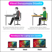 MÜHLEN GL0129 - Gümüş Ergonomik Taşınabilir Alüminyum Dizüstü Bilgisayar Standı - 7