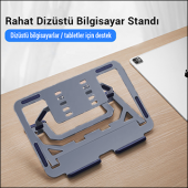 MÜHLEN GL0129 - Koyu Gri Ergonomik Taşınabilir Alüminyum Dizüstü Bilgisayar Standı - 6