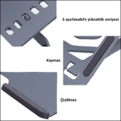 MÜHLEN GL0129 - Koyu Gri Ergonomik Taşınabilir Alüminyum Dizüstü Bilgisayar Standı - 9