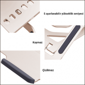 MÜHLEN GL0129 - Champagne Gold Ergonomik Taşınabilir Alüminyum Dizüstü Bilgisayar Standı - 9