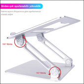 MÜHLEN D-GL0124 Ayarlanabilir Ergonomik Alüminyum Dizüstü Bilgisayar Standı - 9