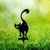 Bahçe Dekoru Lazer Kesim Bahçe Süsü Kedi Bahçe Kazığı - 1