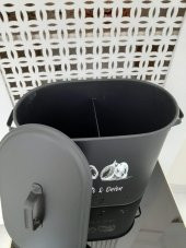 Ferforje Metal 2 Bölmeli Kapaklı Dar Uzun Patates Soğan Erzak Bakliyat Saklama Kabı - 7
