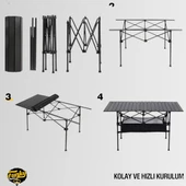 FUNKY CHAIRS Family Large Katlanabilir Alüminyum Kamp Masası Siyah - 3