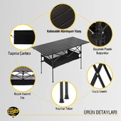 FUNKY CHAIRS Family Large Katlanabilir Alüminyum Kamp Masası Siyah - 4