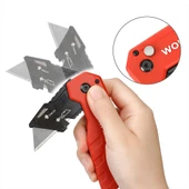 WORKPRO WP211018 Profesyonel Katlanır Çok Amaçlı Rötuş Maket Bıçağı + 10 Adet Yedek Bıçak thumbnail 5