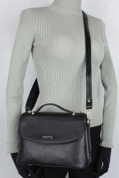 Bagacar Motto 1344 Bayan Çapraz El ve Omuz Çantası Siyah - 1