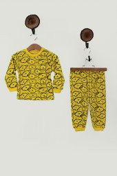 Unisex Ayıcıklı Pijama Takımı (Sarı) - 1