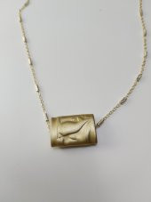 Kadın Gold Renk Astek Şans Sembollü Zincir Kolye - 1