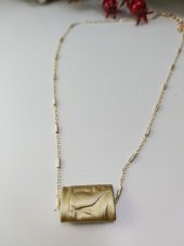 Kadın Gold Renk Astek Şans Sembollü Zincir Kolye - 2