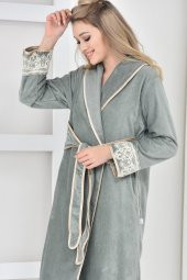 Ecocotton Organik Pamuk Bayan Bornoz - Azra Yeşil - 3