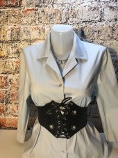 Kadın Siyah Lastikli Korse Model Bağcıklı Kemer - 5