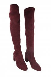 Hobby Bordo Süet Kadın Strech Çizme BRP514 - 5