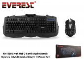 Everest KM-810 Siyah Q Usb Kablolu Multimedya Gaming Klavye Mouse Set 3 Farklı  Aydınlatmalı - 1