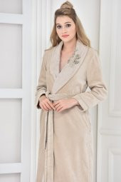 Ecocotton Organik Pamuk Bayan Bornoz - Masal Bej - 2