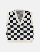 Kare Desenli V Yaka Süveter - 2