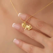 925 Ayar Gümüş, Üç Boyutlu Aslan Kolye - CN00356 thumbnail 1