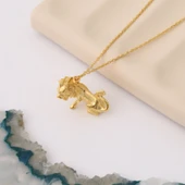 925 Ayar Gümüş, Üç Boyutlu Aslan Kolye - CN00356 thumbnail 2