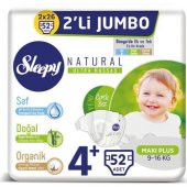 Sleepy Natural Bebek Bezi 2li Jumbo 4+ Beden 9-16 Kg 52 Adet - 1