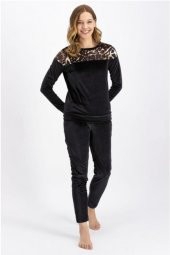 Arnetta Siyah Kadife Pijama Takımı - 1