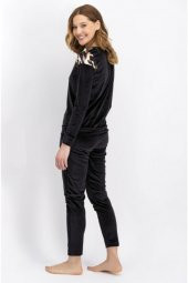 Arnetta Siyah Kadife Pijama Takımı - 2