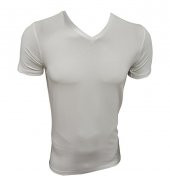 Erkek Düz Renk V Yaka Kısa Kollu Bambu T-Shirt - 3