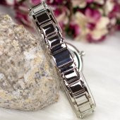 Gümüş Renk Taş Tasarım Özel Cam Siyah Kadran Spectrum Premium Bayan Kol Saati - 4