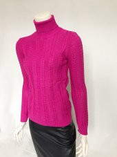 Bayan balıkçı yaka triko kazak fuşya renk - 1