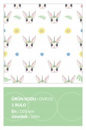 Sevimli Tavşan Çiçek | Çocuk Odası | Özel Tasarım Duvar Kağıdı | 105cm X 10 Metre - 1