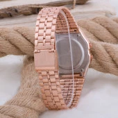 Rose Renk Çelik Kordonlu  Led Dijital Retro Bayan Kol Saati - 2