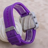 Yeni Watch Led Mini Purple Genç Kız Unisex Mor Silikon Kordon Saat - 4