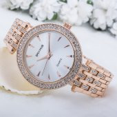 Rose Renk Çelik Kordonlu Taşlı Kasa Bayan Kol Saati ST-303649 - 1