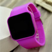 Dokunmatik Dijital Led Genç Bayan Kız Kol Saati Fuşya Renk Kadın Silikon Bileklik ST-303680 - 2