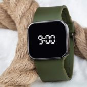 TOUCH Haki Yeşil Silikon Kordon Dokunmatik Unisex Dijital Led Kol Saati ST-303682 - 1