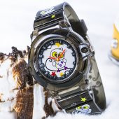 Baykuş Figürlü Füme Renk Silikon Kordonlu Çocuk Kol Saat ST-303719 - 1