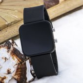 Kare Dijital Led Ekran Siyah Silikon Kordonlu Yetişkin Kız Kadın Unisex Saat ST-303722 thumbnail 2