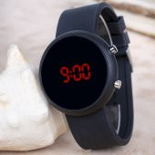 Yuvarlak Dijital Led Ekran Siyah Silikon Kordonlu Unisex Kol Saat ST-303737 - 1