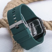 Kare Dijital Led Ekran Petrol Yeşili Silikon Kordonlu Unisex Saat ST-303629 thumbnail 3