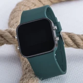 Kare Dijital Led Ekran Petrol Yeşili Silikon Kordonlu Unisex Saat ST-303629 thumbnail 2